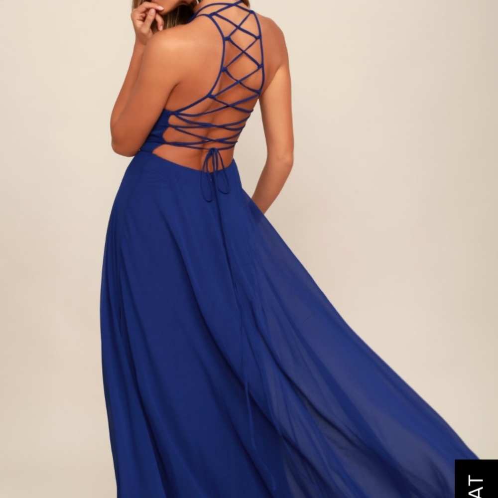 Lulus's Blue Strappy To Be Here Mack Dress